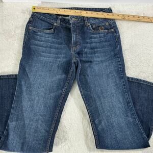 Harley-Davidson Womens Petite 8 Blue Jeans Mid Rise Stretch Logo Denim